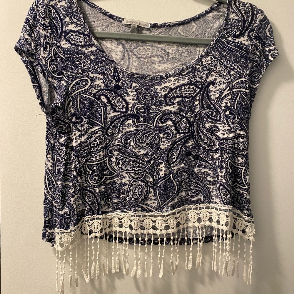 Navy and white top